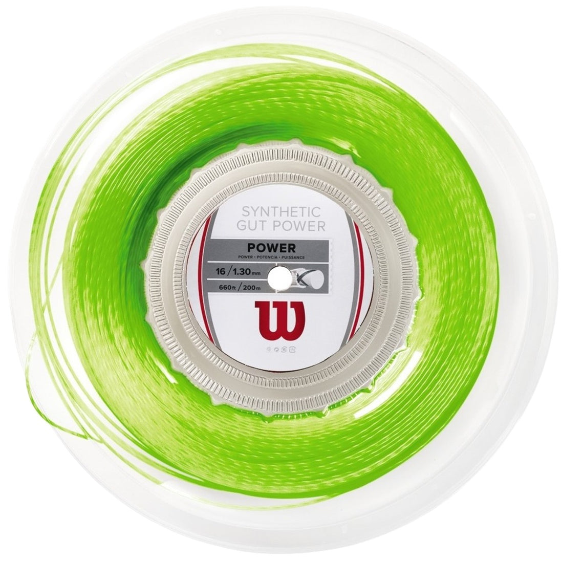 Wilson Synthetic Gut Power 16g Tennis String (Reel) - Lime Green