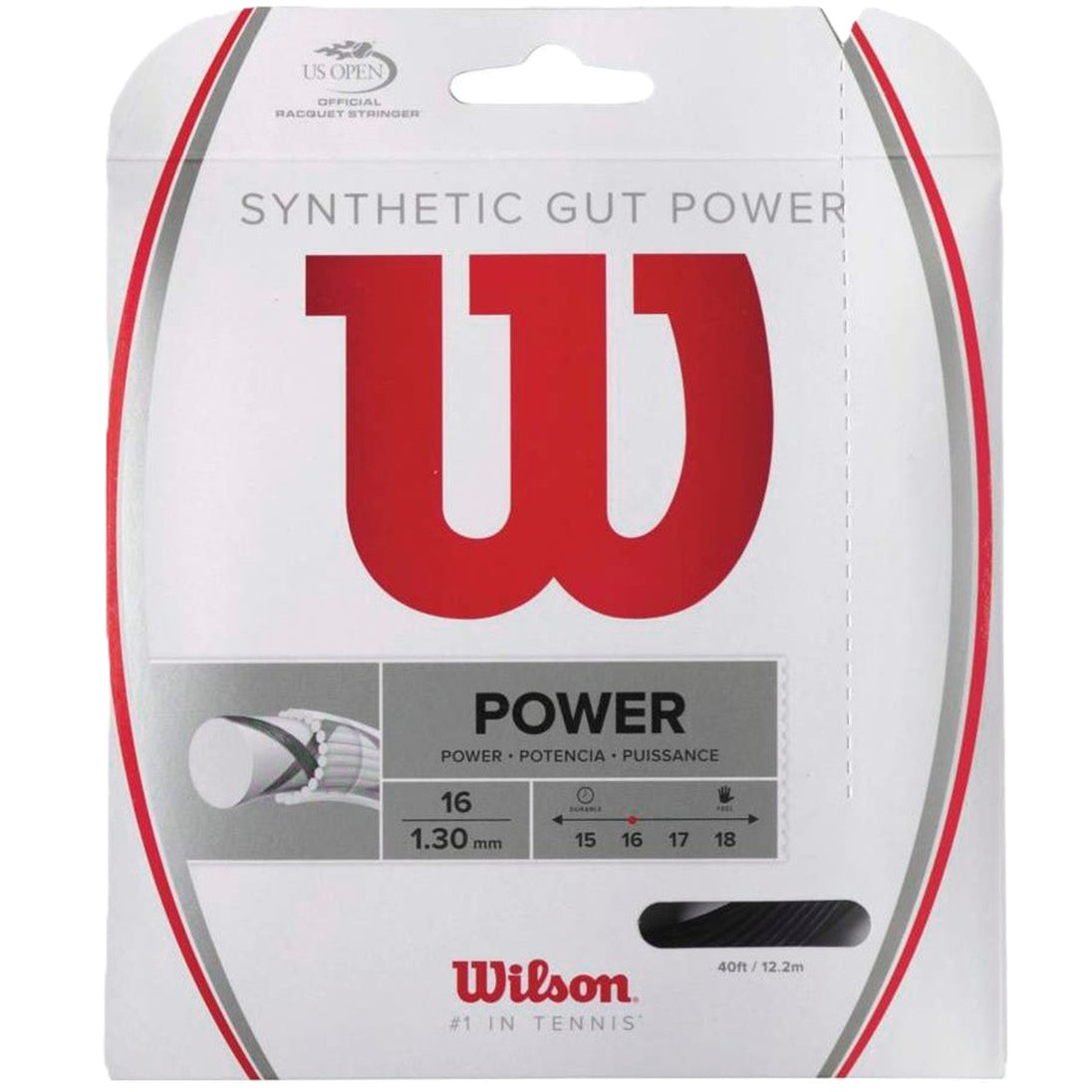 WRZ945500 Wilson Synthetic Gut Power 17g Black Tennis String (Set)