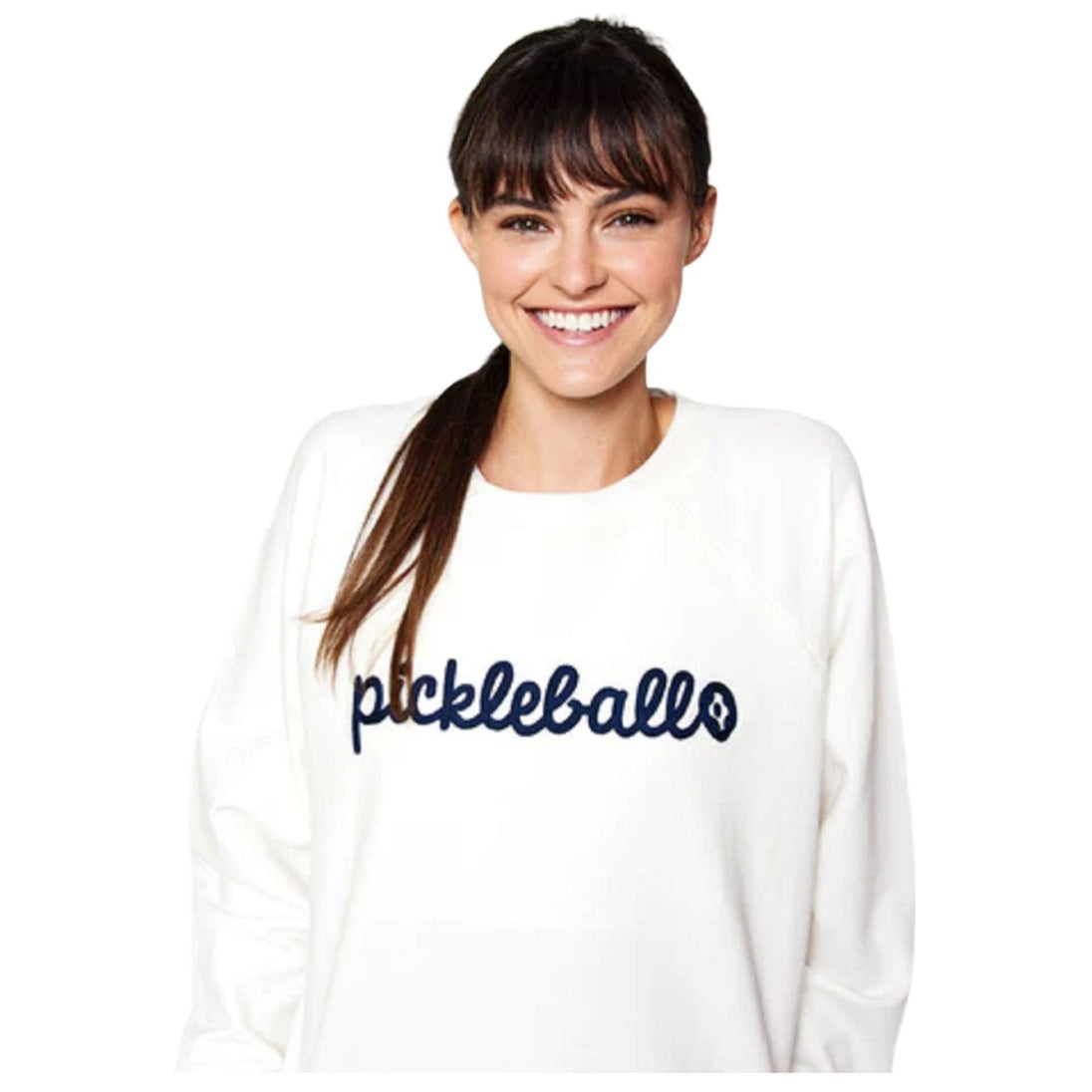 Ame & Lulu Women's Pickleball Sweatshirt (White) - On