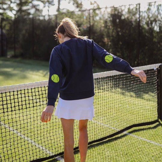 WSW294 Ame & Lulu Women's Love All Tennis Patches Sweatshirt