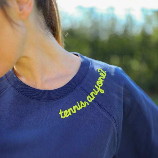 WSW294 Ame & Lulu Women's Love All Tennis Patches Sweatshirt