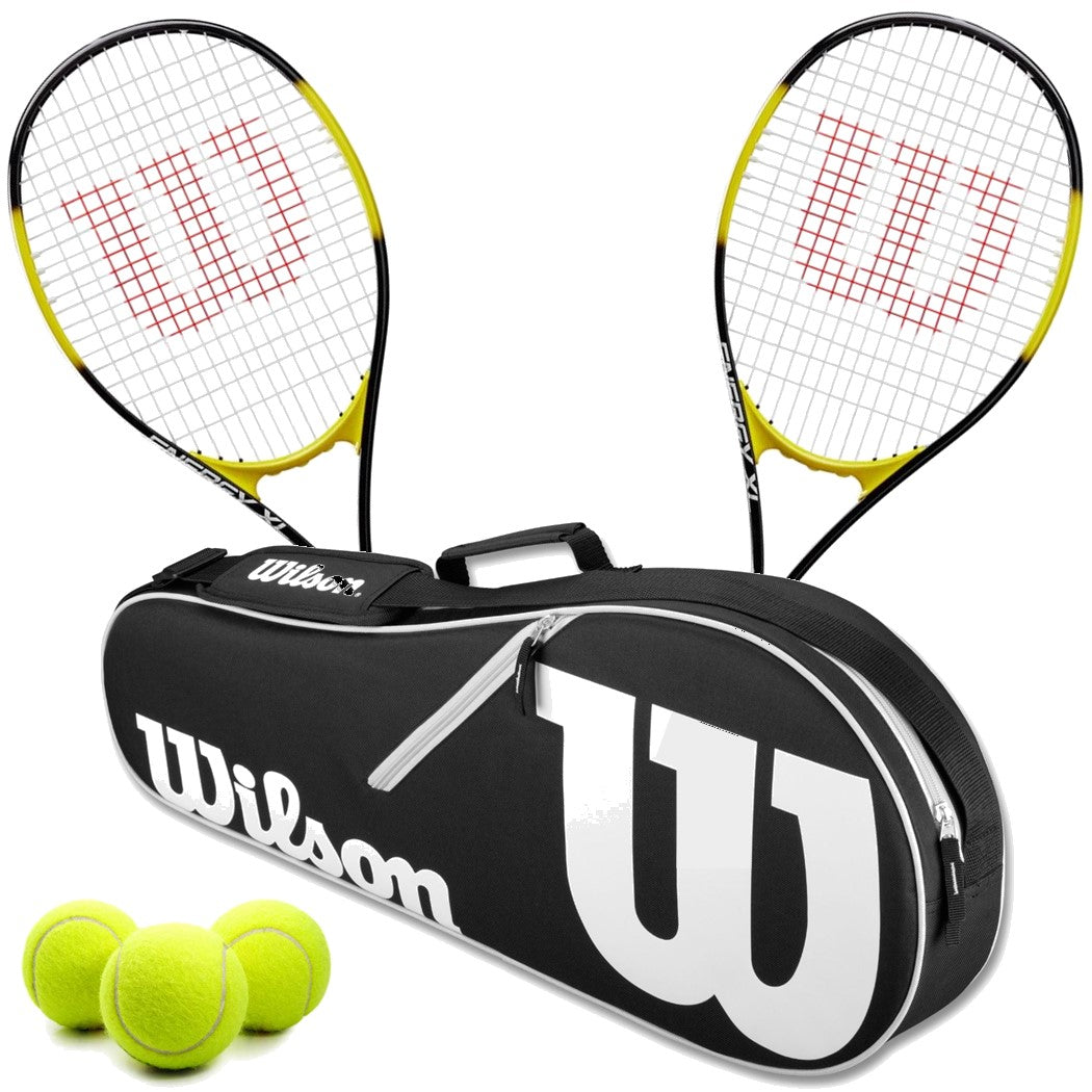 Wilson Energy XL Doubles Tennis Racquet Bundle w an Advantage II Tenni