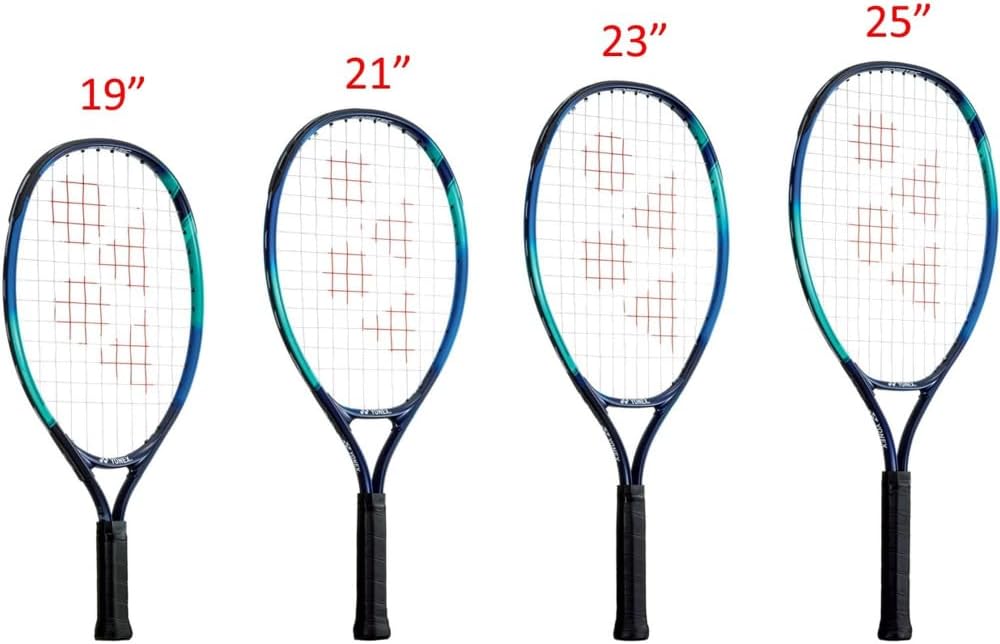 YonexJr-GreenDot Yonex Junior Sky Blue Tennis Racquet Prestrung bundled w 3 Green Dot Tennis Balls b