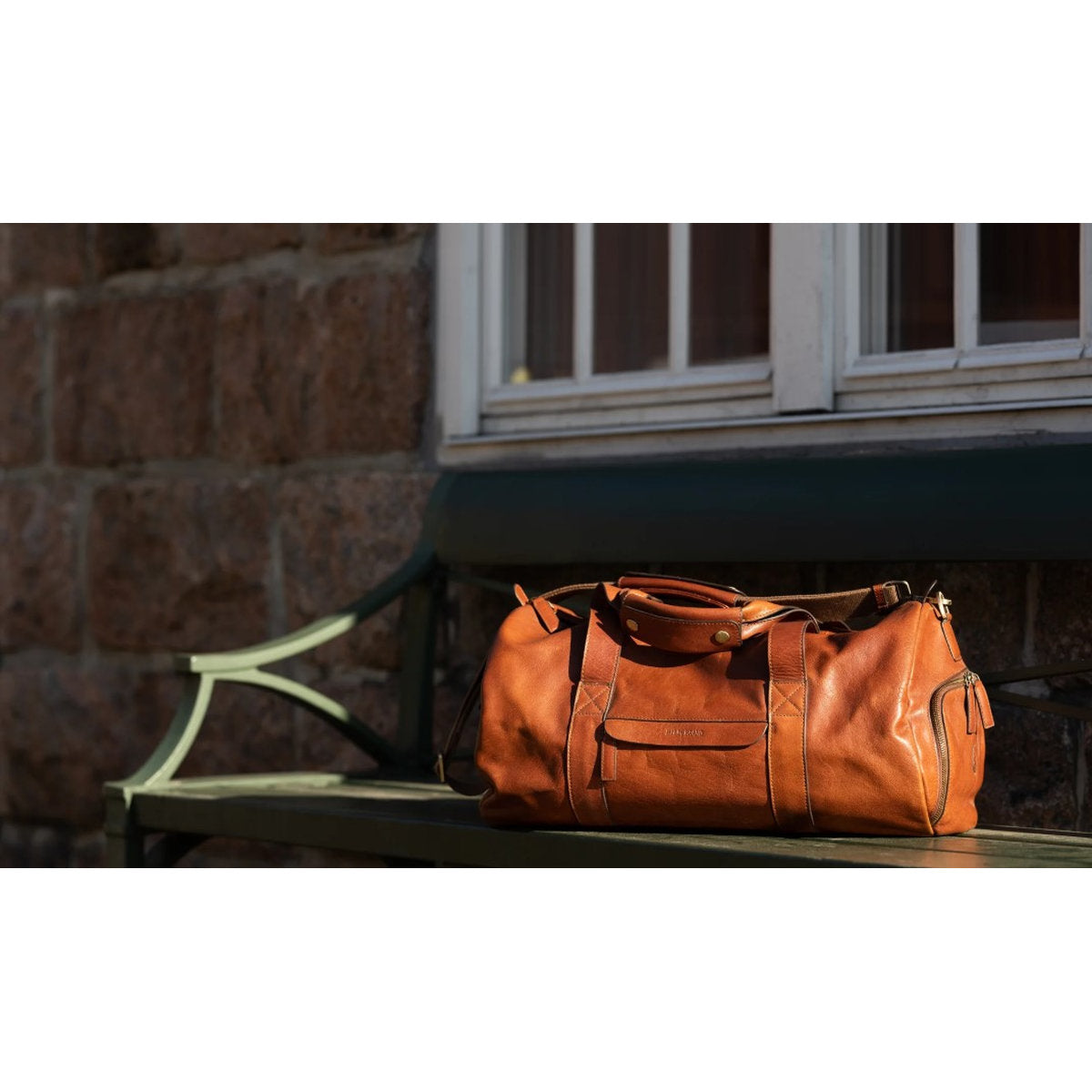 HIL01WEEDUF Hildebrand Leather Weekend Duffel Bag (Cognac)