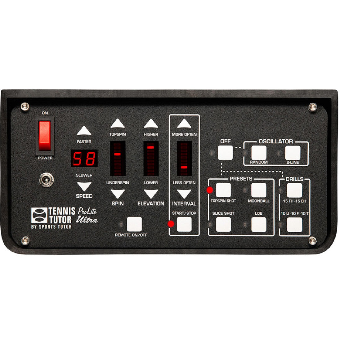 Sports Tutor Tennis Tutor ProLite Ultra Ball Machine Control Panel