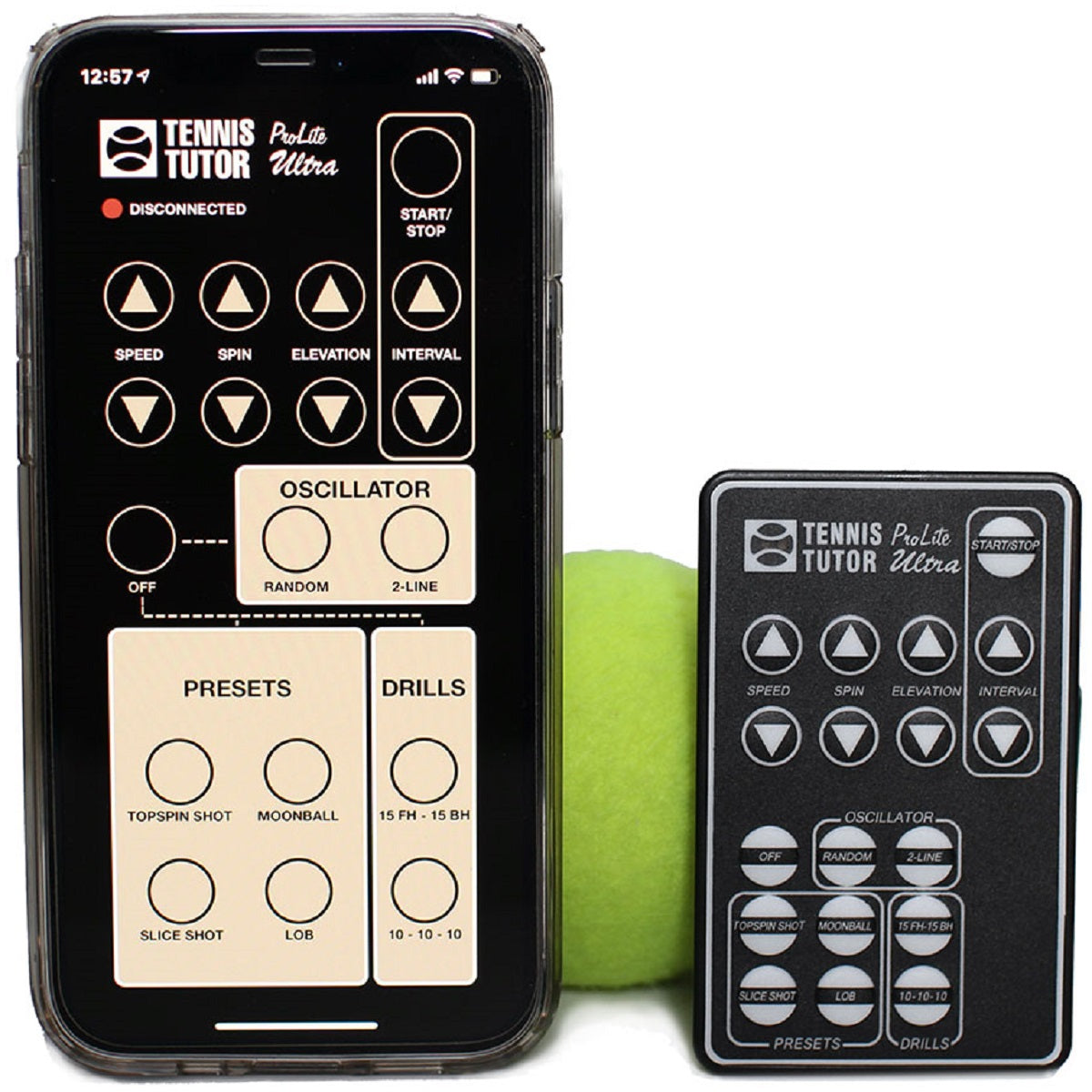 Sports Tutor Tennis Tutor ProLite Ultra Ball MF and Smart Phone Remotes