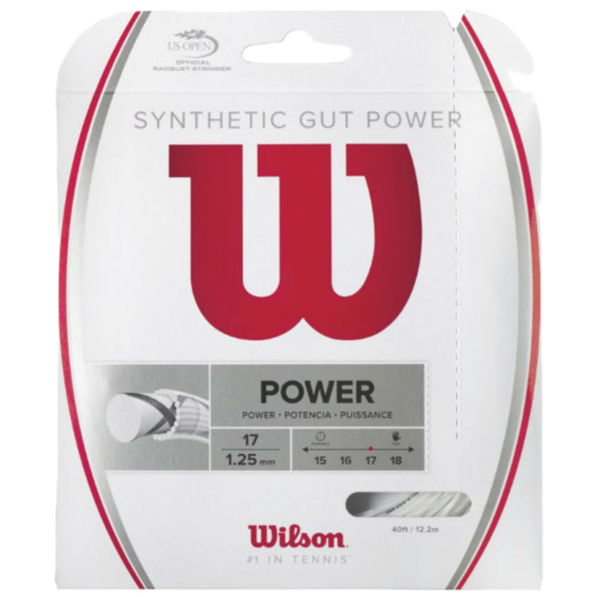 WRZ945400 Wilson Synthetic Gut Power 17g White Tennis String (Set)