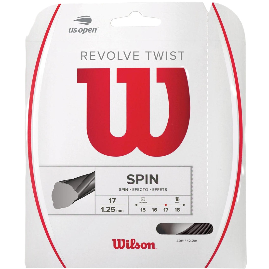 wr830000117 Wilson Revolve Twist 17g Grey Tennis String (Set)