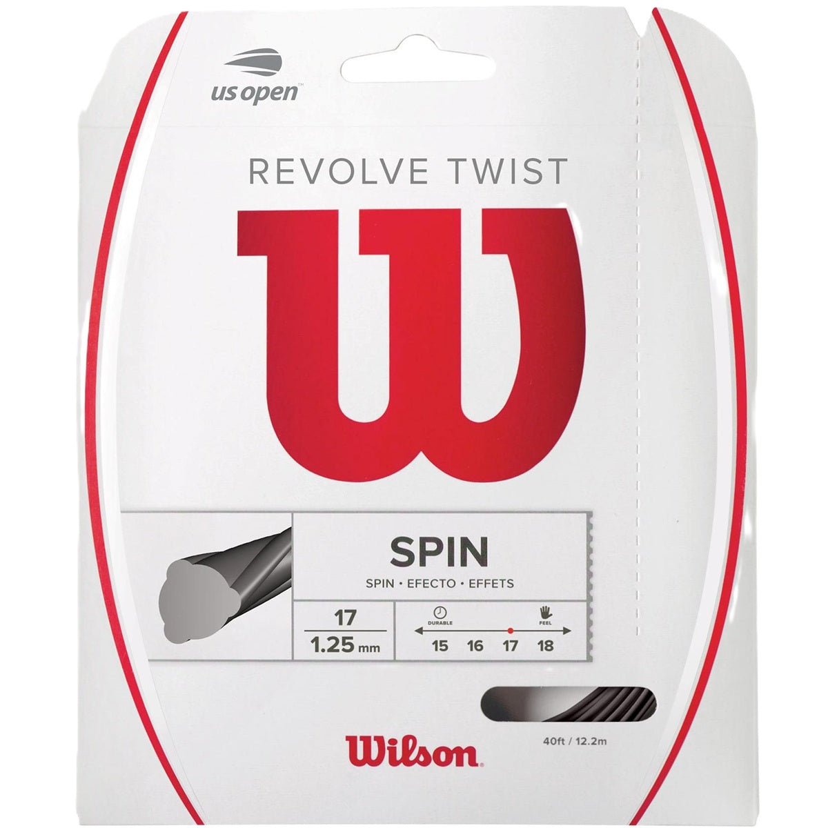 wr830000117 Wilson Revolve Twist 17g Grey Tennis String (Set)