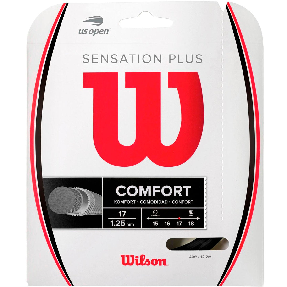 wr830020117 Wilson Sensation Plus 17g Black Tennis String (Set)