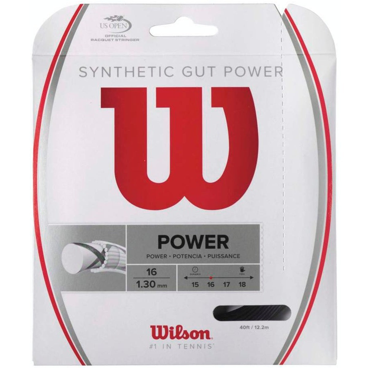 WRZ945200 Wilson Synthetic Gut Power 16g Black Tennis String (Set)