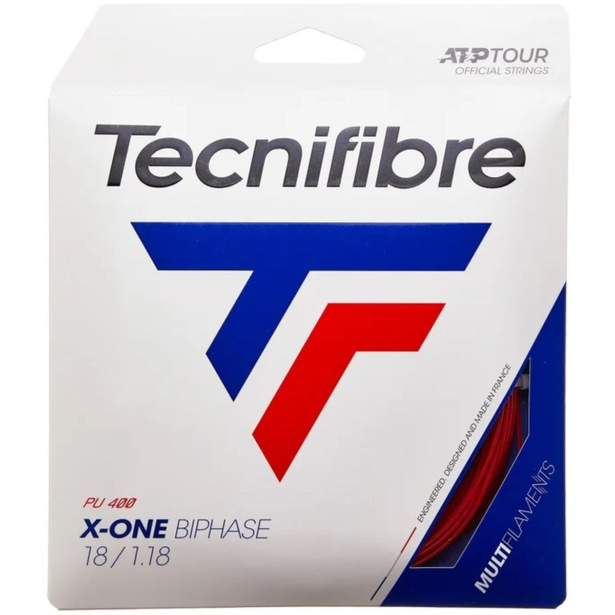 01GXO118-Red Tecnifibre X-One Biphase Tennis String 18g (Set)