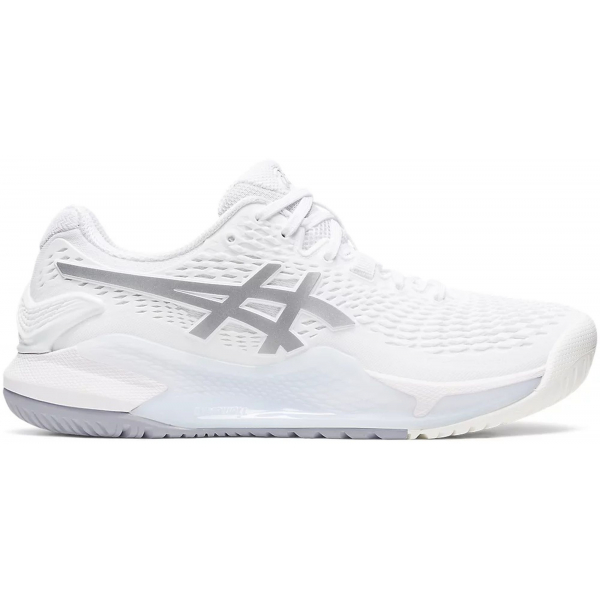 Asics Women's Gel-Resolution 9 Tennis Shoes (White/Pure Silver)
