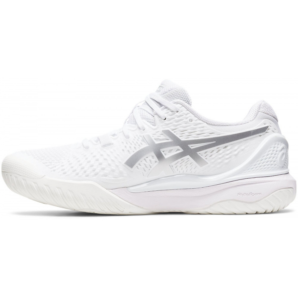 Asics Women's Gel-Resolution 9 Tennis Shoes (White/Pure Silver)
