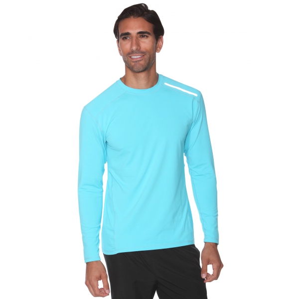 BloqUV Men's Long-Sleeve Sun Protective Jet Tee (Light Turquoise)