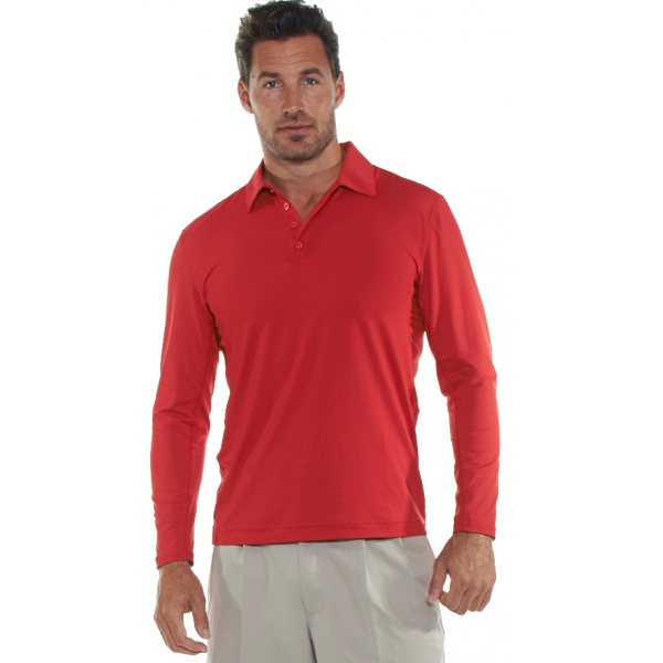 BloqUV Men's UPF 50+ Long-Sleeve Collared Shirt (Red) - Do It Tennis