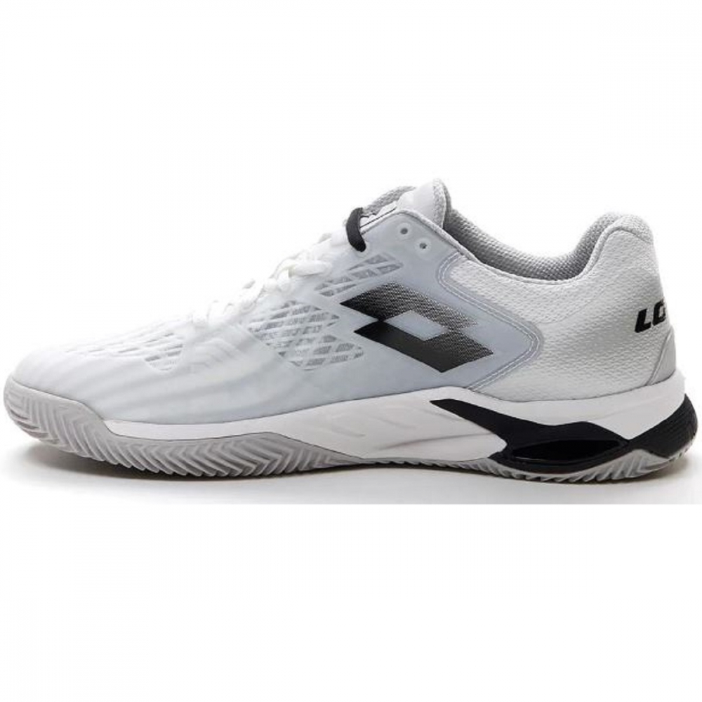 Lotto Men's Mirage 100 Clay Tennis Shoes (White/Black/Silver Metal)