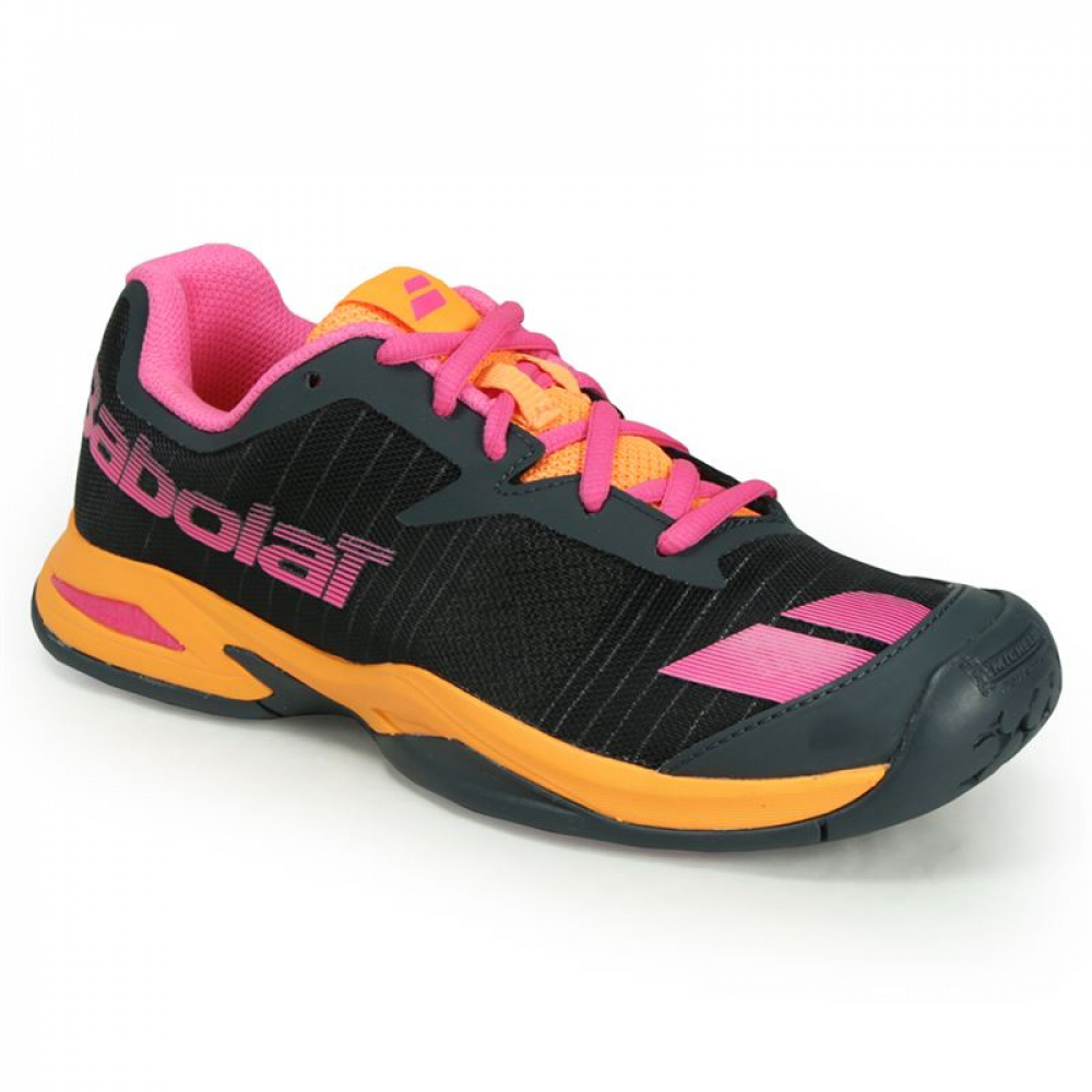 Babolat Junior Jet All Court Tennis Shoe (Grey/Orange/Pink)