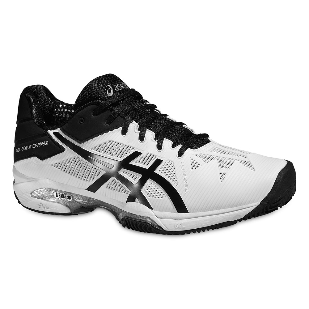 Asics Men's Gel Solution Speed 3 Clay Tennis Shoes (White/Black/Silver)