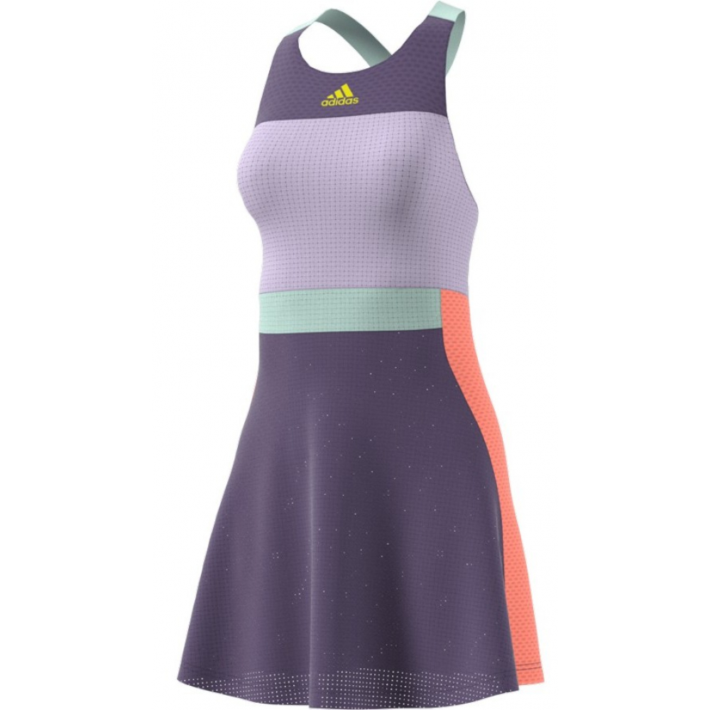 Adidas Women's HEAT.RDY Tennis Dress (Tech Purple/Shock Yellow)