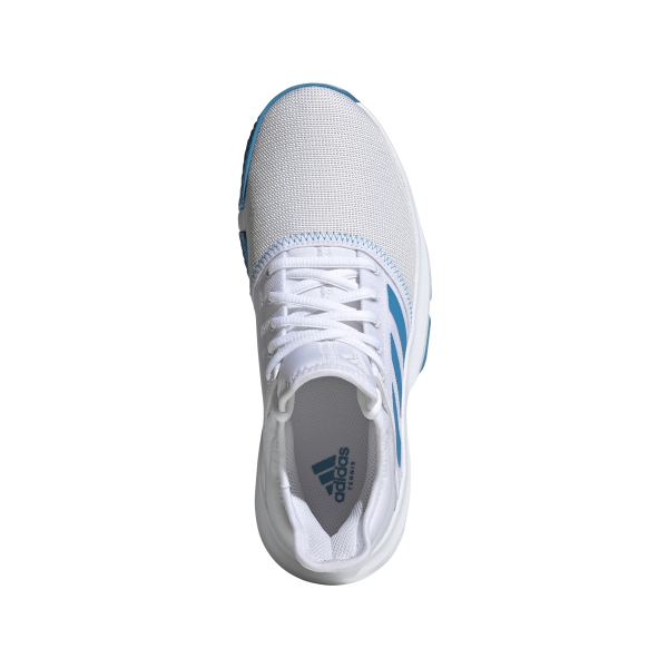 Adidas Women's GameCourt Wide Tennis Shoes (White/Shock Cyan/Matte ...