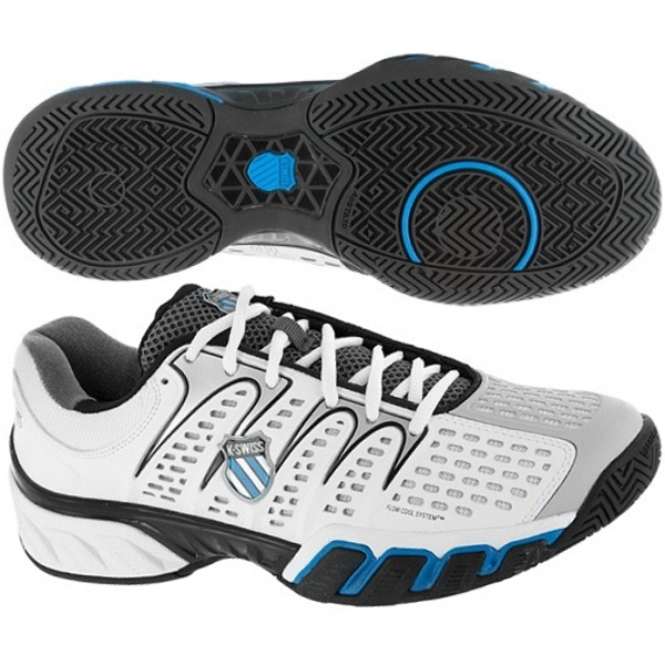 K-Swiss Men's Bigshot II Tennis Shoes (White/ Grey/ Black/ Blue) - Do ...