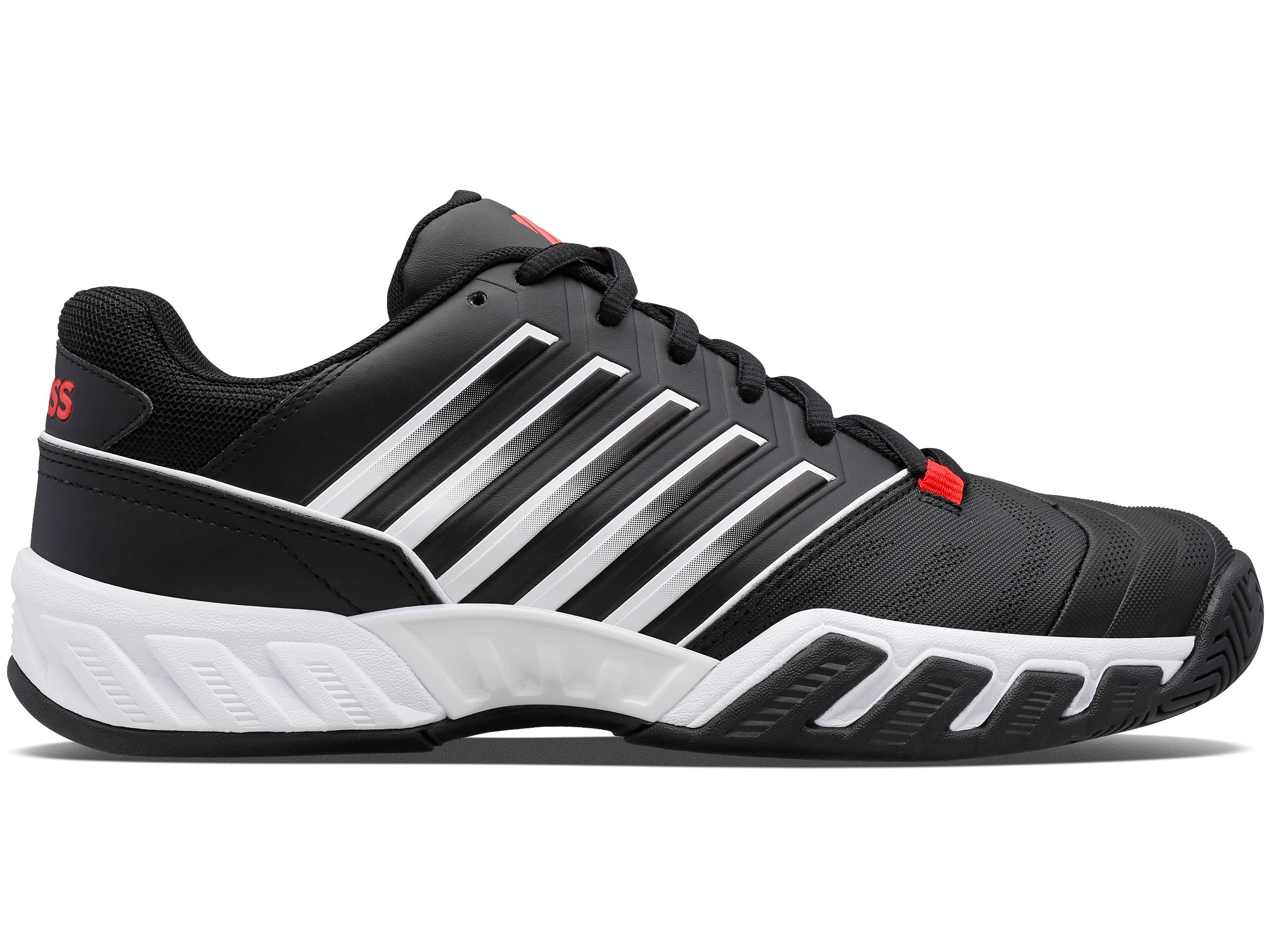 K-Swiss Men's Bigshot Light 4 Tennis Shoes (Black/White/Poppy Red)