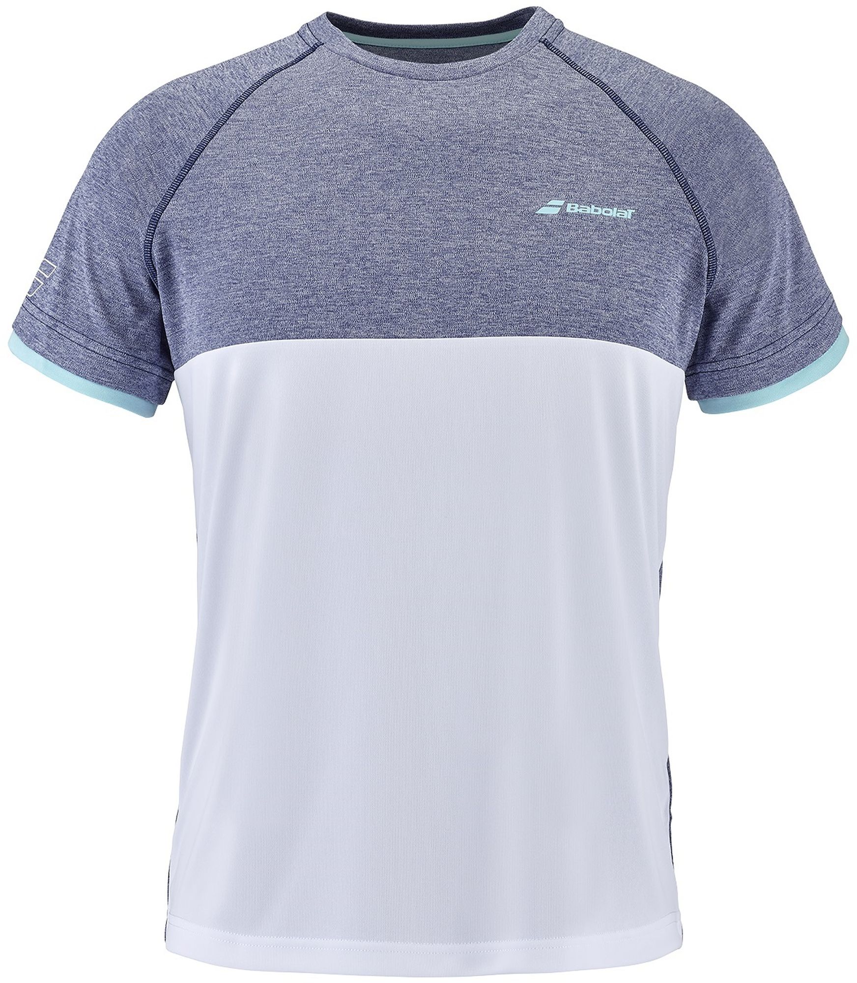 Babolat Boy's Play Crew Neck Tennis Tee (White/Blue Heather)