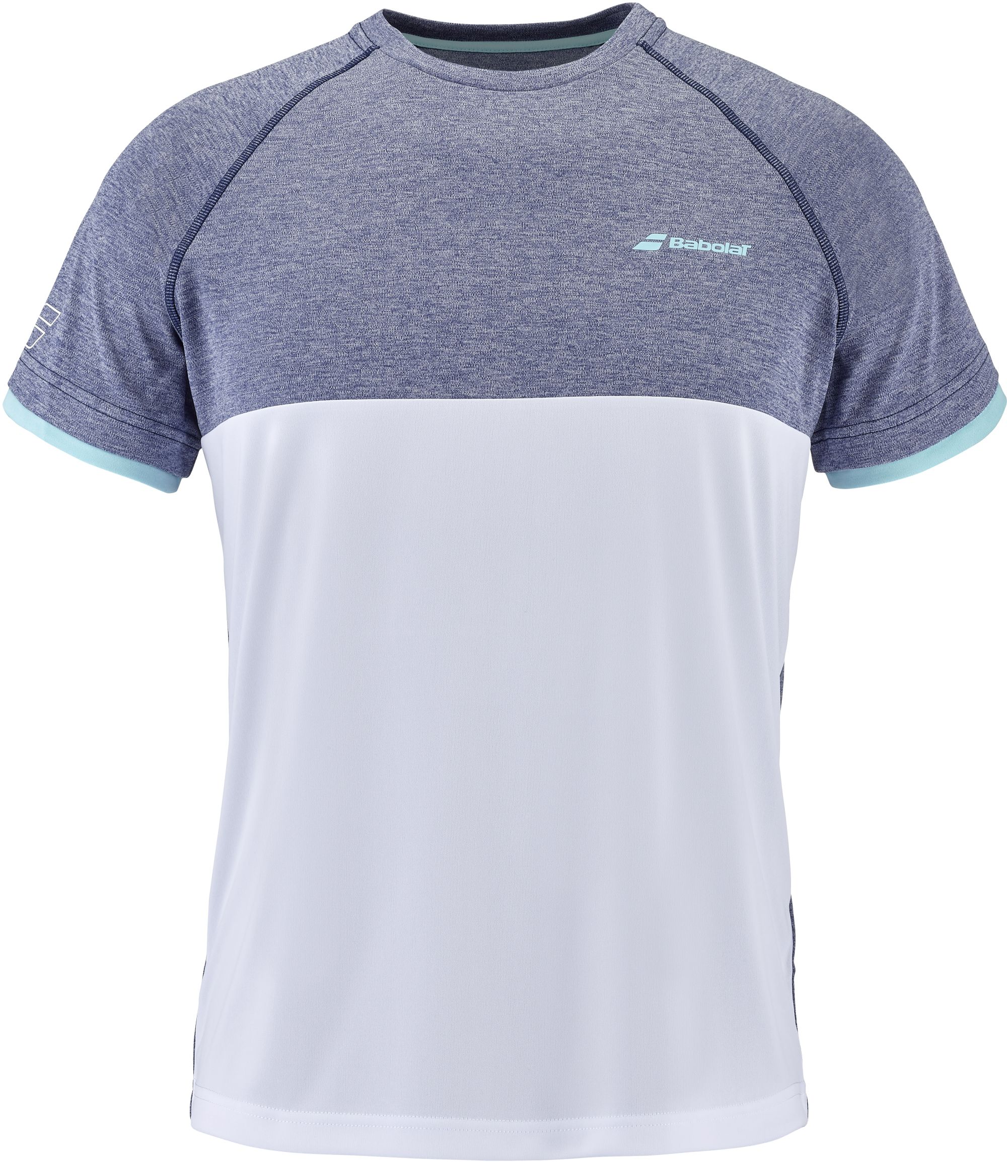 Babolat Men's Play Crew Neck Tennis Training Tee (White/Heather Blue)