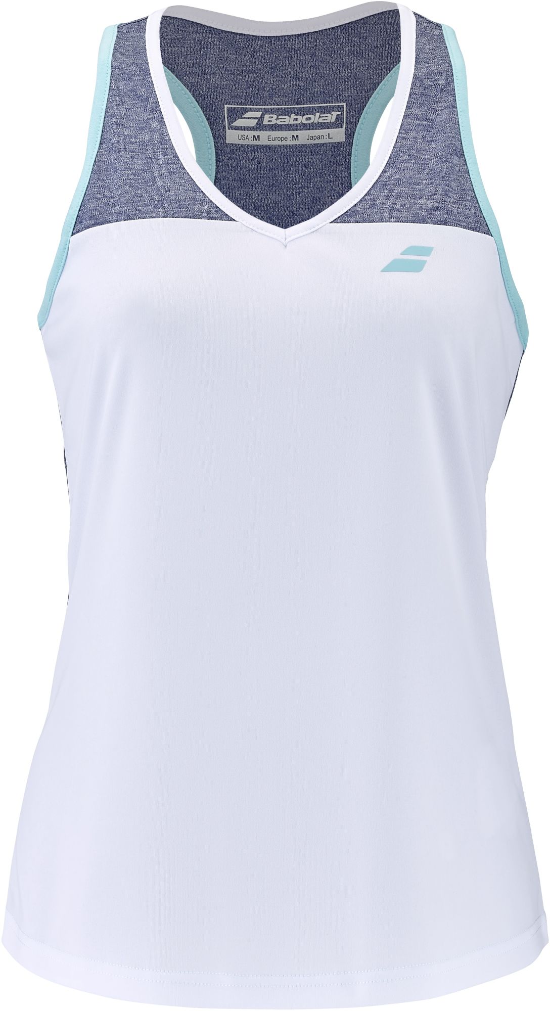 Babolat Women's Play Tennis Tank Top (White/Blue Heather)