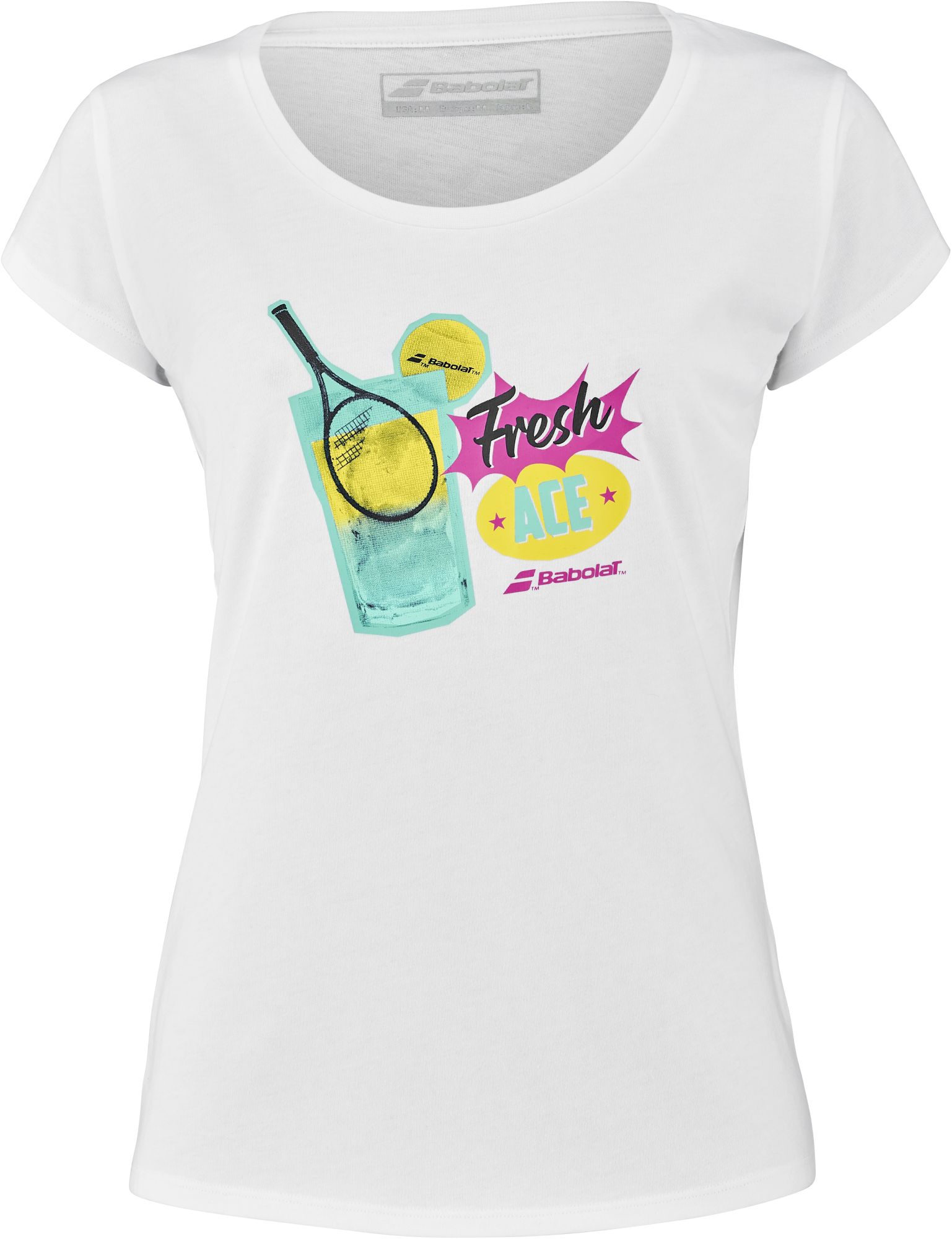 Babolat Women's Exercise Fresh Ace Message Tennis Training Tee (White)