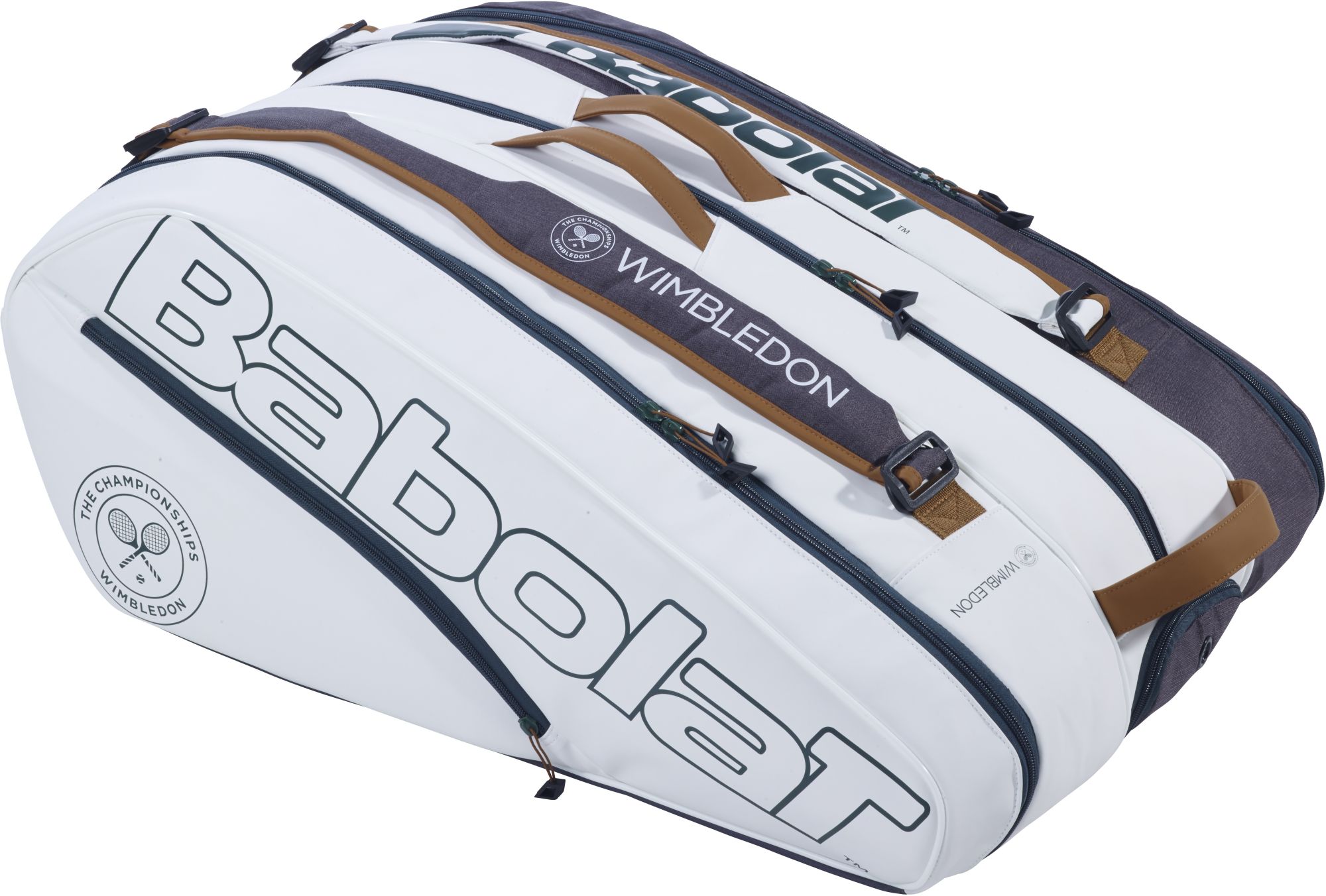 Babolat Pure Wimbledon Racquet Holder x12 Tennis Bag White Grey