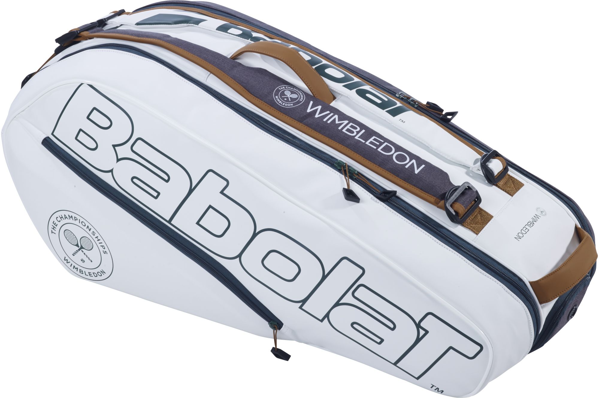 Babolat Pure Wimbledon Racquet Holder x6 Tennis Bag White Grey