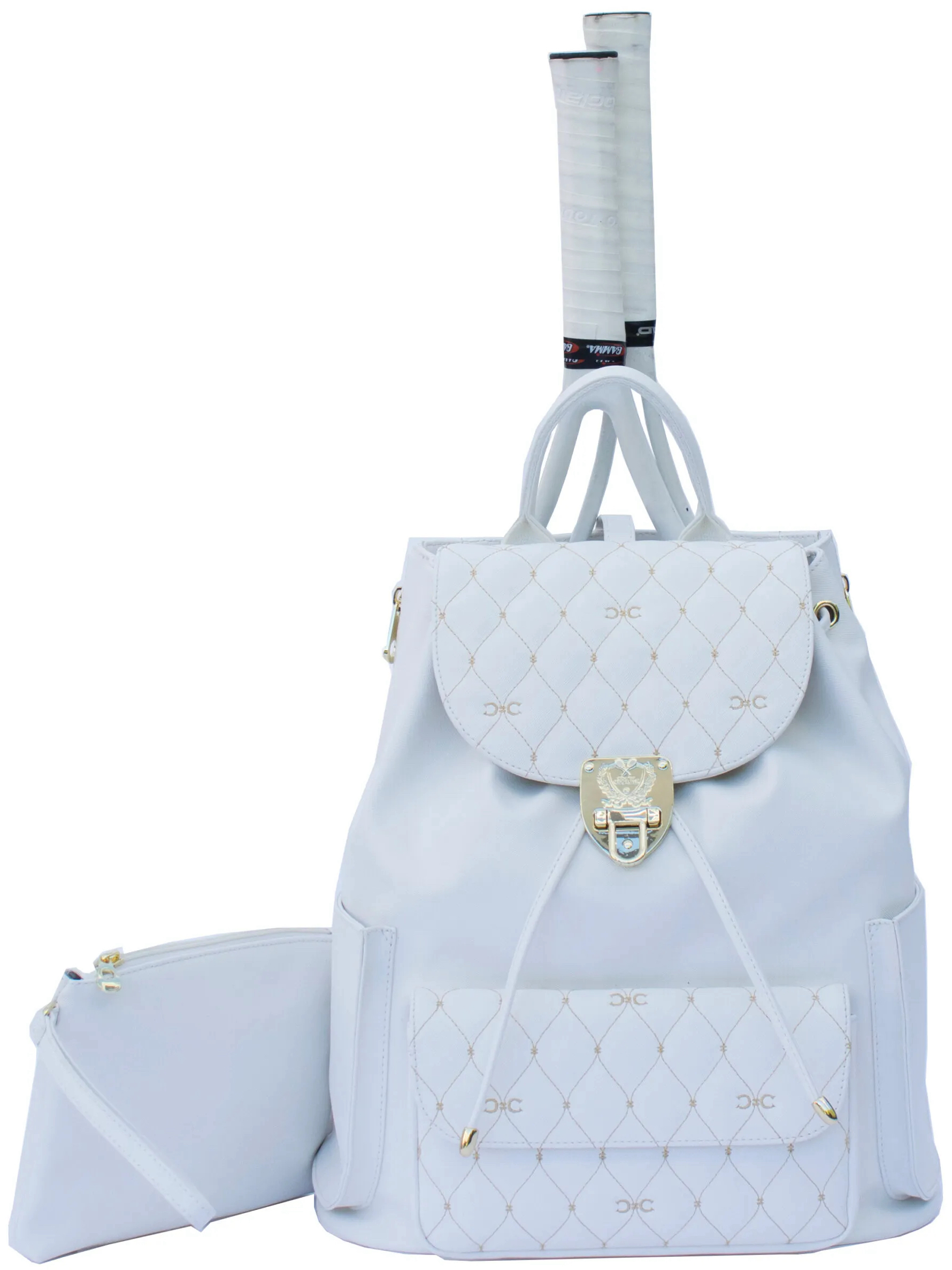 Court Couture Hampton Embroidery Tennis & Pickleball Backpack (White)