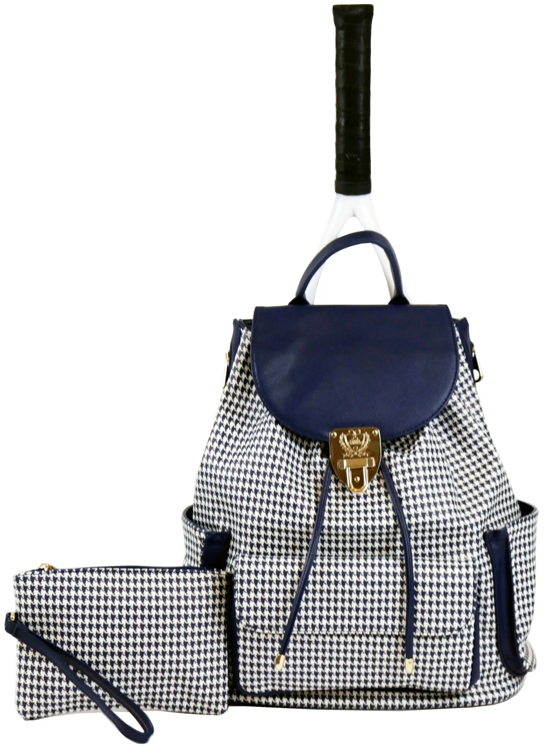 Court Couture Hampton Houndstooth Tennis & Pickleball Backpack (Blue)