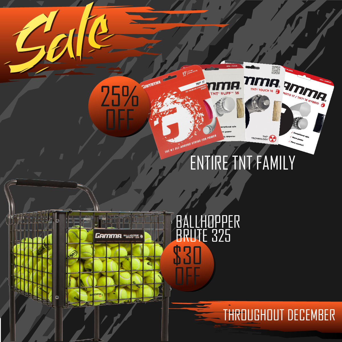 Gamma Holiday Sale Tennis String Ball Cart Court Equipment