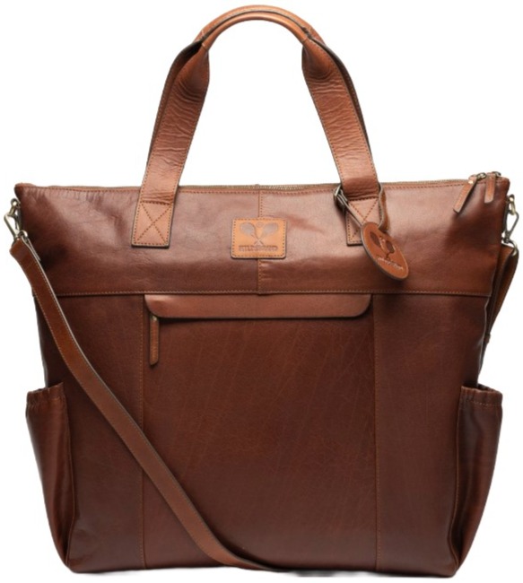 Hildebrand Leather Tennis Tote Bag (Cognac)