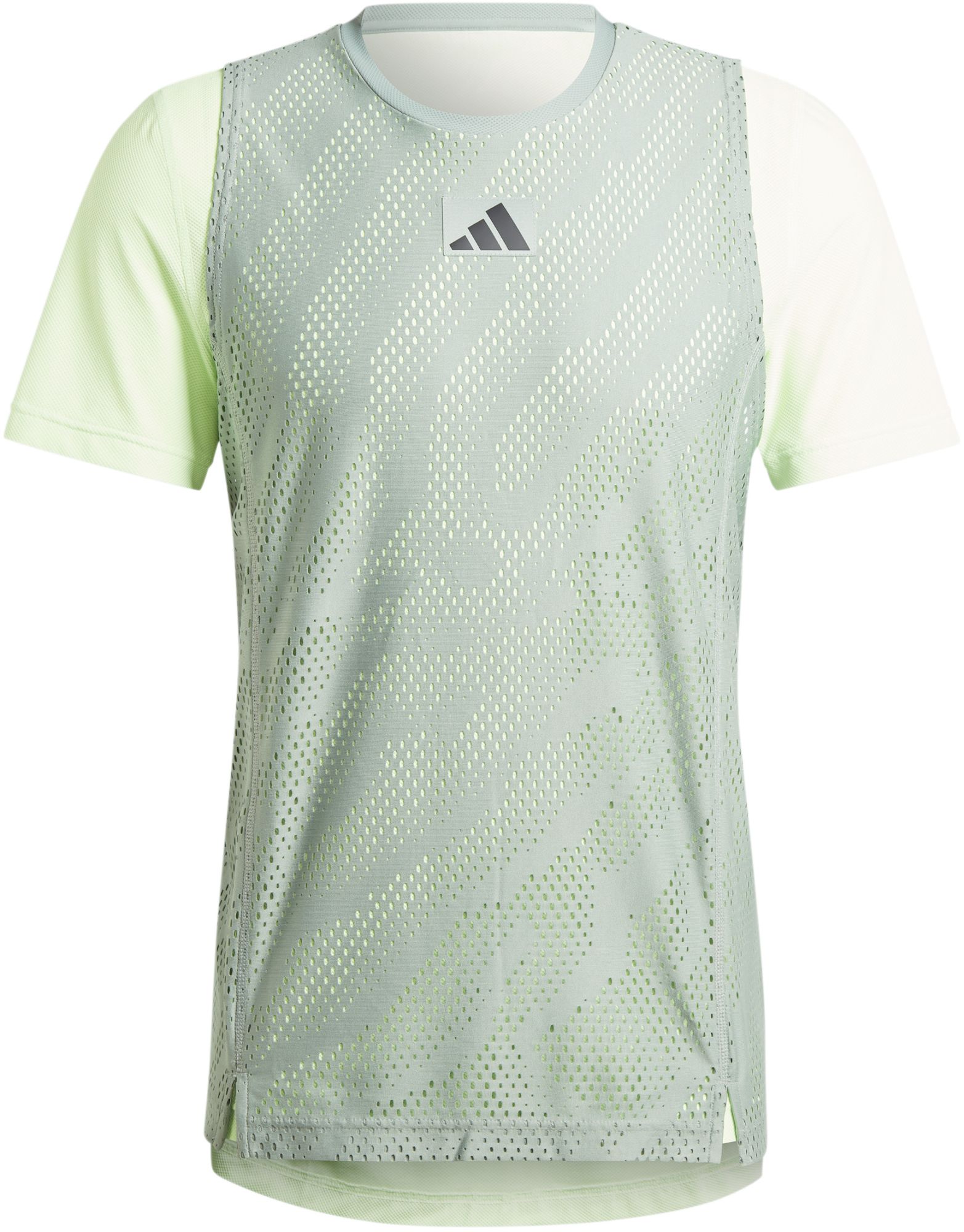 Adidas Men's Mesh Tennis Pro Layering Tee (Silver Green)