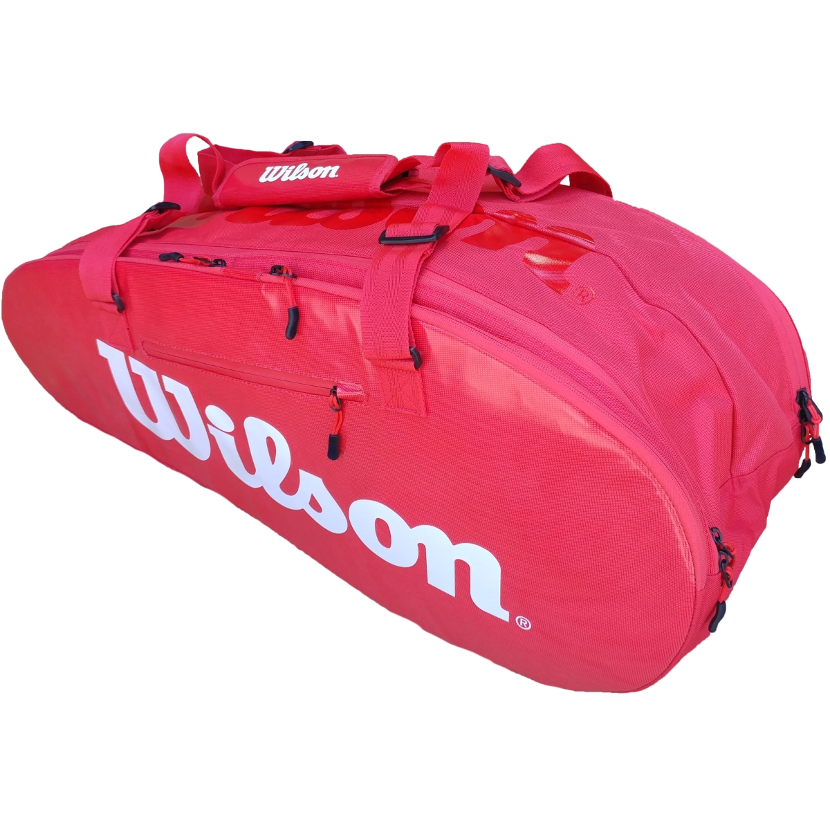 Wilson Super Tour 2 Compartment Large Select 6 Racquet Tennis Bag  (Red/White)