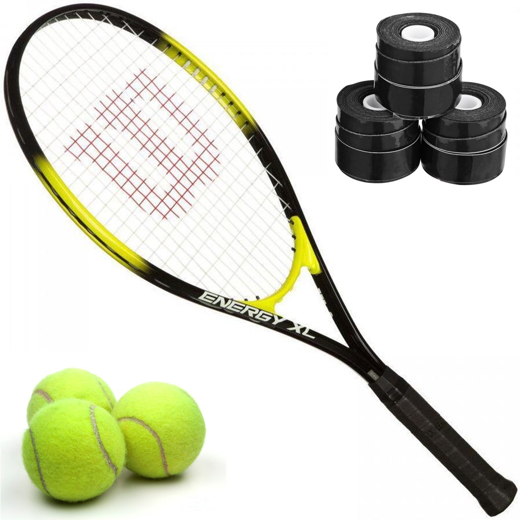 Wilson Energy XL Tennis Racquet Bundled with 3 Overgrips and 3 Tennis Balls