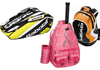 Three different style tennis racquet bags