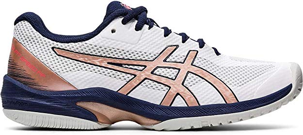 Asics Women&amp;apos;s Solution Speed FF Tennis Shoes (White/Rose Gold)