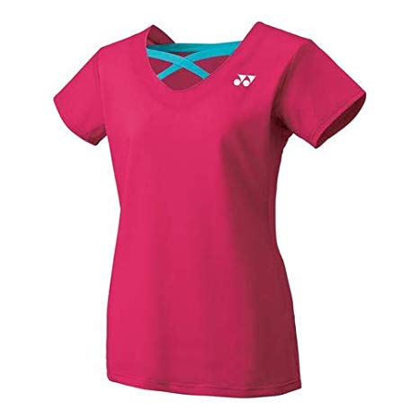 Yonex Women&amp;apos;s Melbourne Tournament Style Cap Sleeve Tennis Top (Dark Pink)