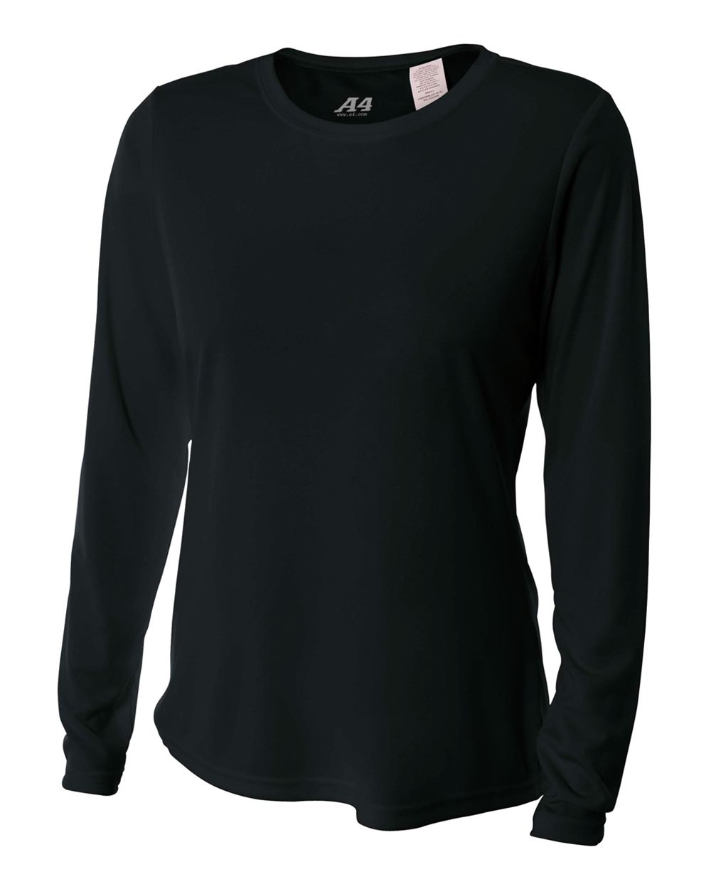 A4 Women's Performance Long-Sleeve Crew Neck Shirt (Black)