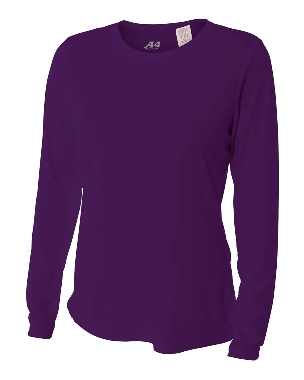 A4 Women's Performance Long-Sleeve Crew Neck Shirt (Purple)