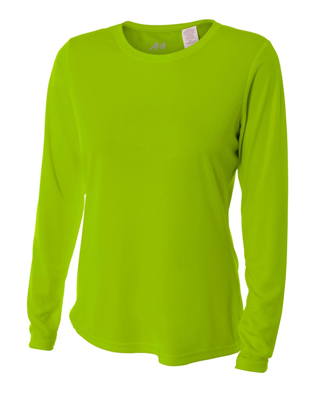 A4 Women's Performance Long-Sleeve Crew Neck Shirt (Lime)