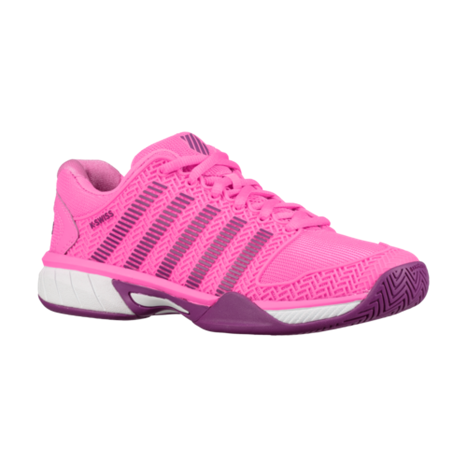 K-Swiss Junior Hypercourt Express Tennis Shoe (Neon Pink/Black Orchid)