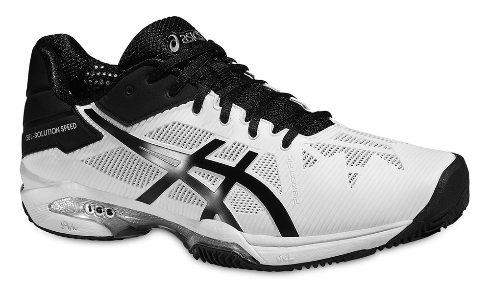 Asics Men&amp;apos;s Gel Solution Speed 3 Clay Tennis Shoes (White/Black/Silver)