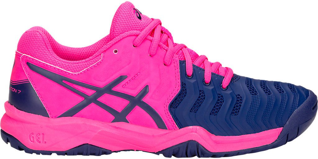 Asics Junior Gel Resolution 7 GS Tennis Shoes (Pink/Blue)