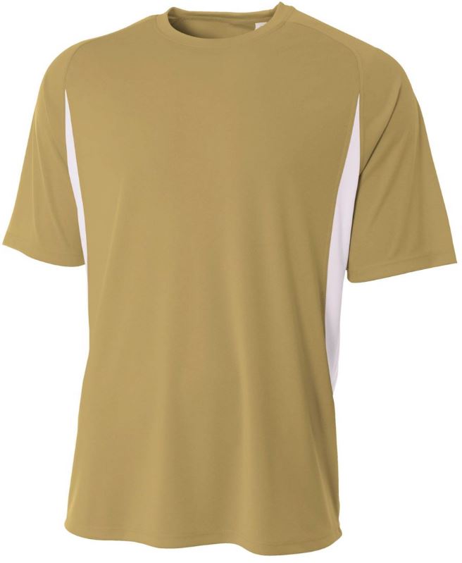 A4 Men&#039;s Performance Color Block Crew Shirt (Vegas Gold)